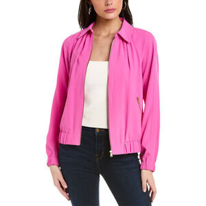 Trina Turk Snapdragon Pink Astounding Zip Up Collared Bomber Jacket Size XS NWT